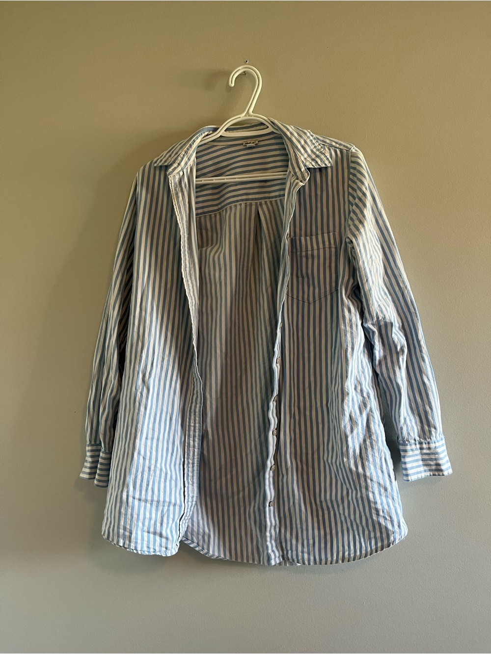 Aerie Light Blue & White Striped Day off Button-Up Shirt